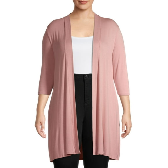 Plus 1X 2X New Emerald Cascading Long Cardigan Duster Sweater w/ Pockets Black Plus 1X 2X New Emerald Cascading Long Cardigan Duster Sweater w/ Pockets Black